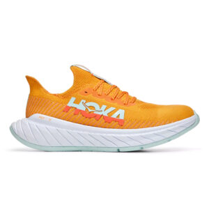 HOKA Carbon X3 running shoes engineered with carbon-fiber technology to enhance speed and efficiency.